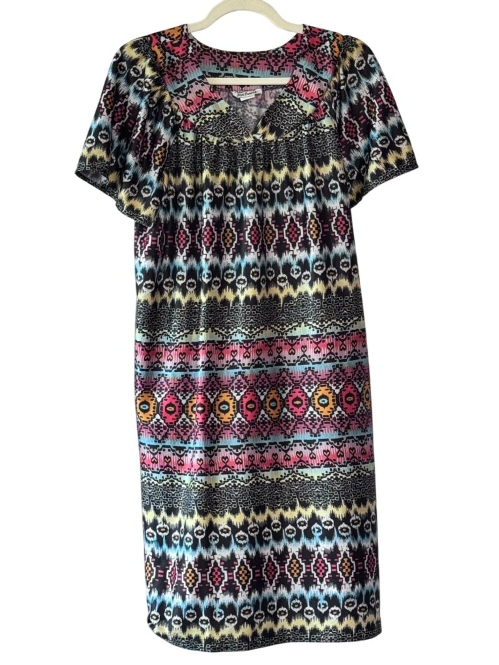 Anthony Richards Housedress Medium Tribal Aztec Print Lounger Muumuu Pockets